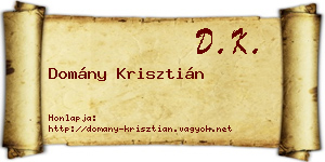 Domány Krisztián névjegykártya